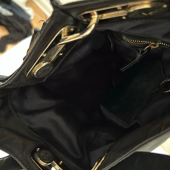 DKNY Women 2009 Leather Nylon Purse Black Shoulder Bag Designer Y2K Minimalist - Picture 12 of 12